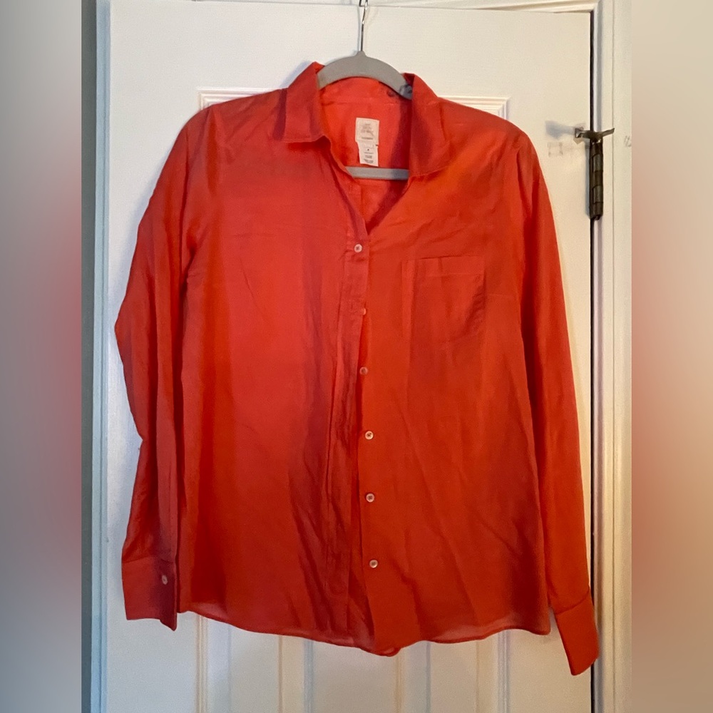 Men's Red Long-Sleeve Button-Up Shirt